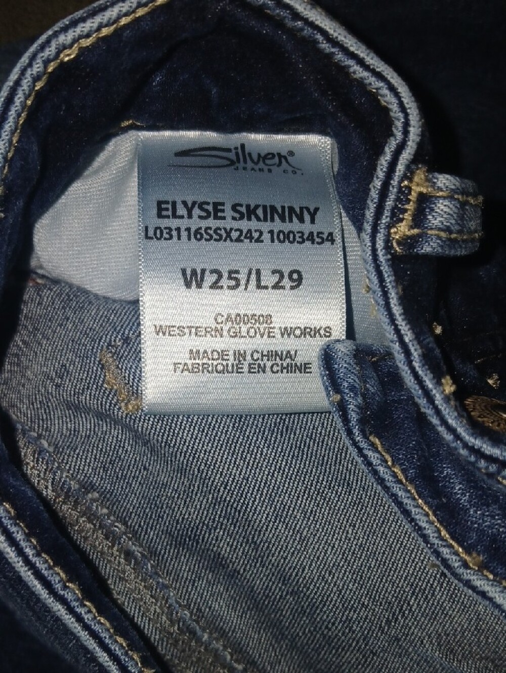 Silver Jeans Floral Embroidered Elyse Skinny Jeans W25/L29 - Picture 6 of 6